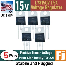 5PCS  L7815CV | 3 Pin Positive Voltage Regulator | 15V 1.5A TO-220 | US Ship