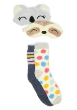 NWT Free Press Cozy Eye Mask & Novelty Socks- 4-Piece Holiday Gift Set