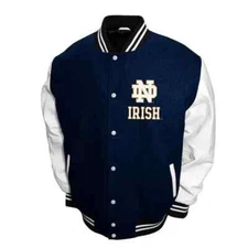 Letterman Notre Dame Fighting Irish Graduate Navy and White Varsity Jacket
