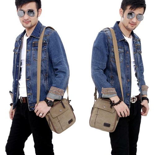 Canvas Handbag Shoulder Bag Men's Woman Crossbody Messenger Travel Leisure Bags - Picture 2 of 8