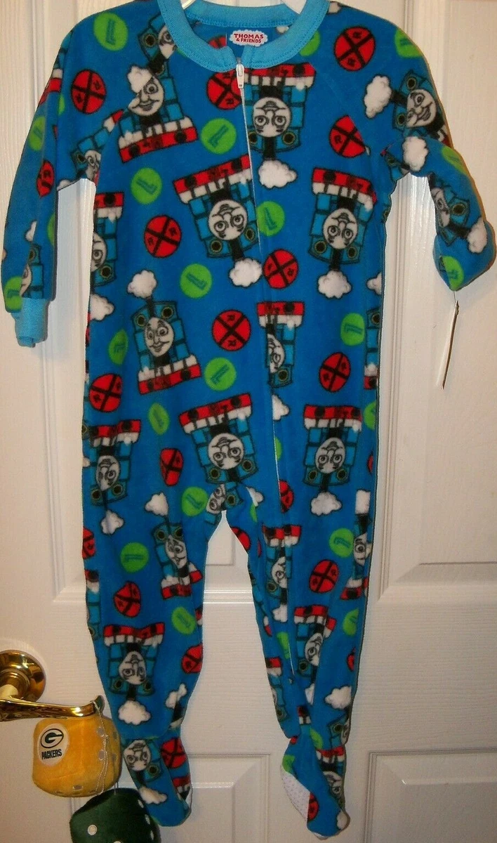 Thomas The Train Circles Blue One Piece Footed Pajama PJ Boys 2T