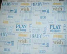 Baby Boy Sweet Cherish Dream Tiny Heidi Grace 12 x 12 Scrapbook Embossed Paper