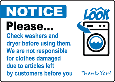 #ad #ad NOTICE PLEASE CHECK WASHERS AND DRYER BEFORE USING Adhesive Vinyl Sign Decal $12.99