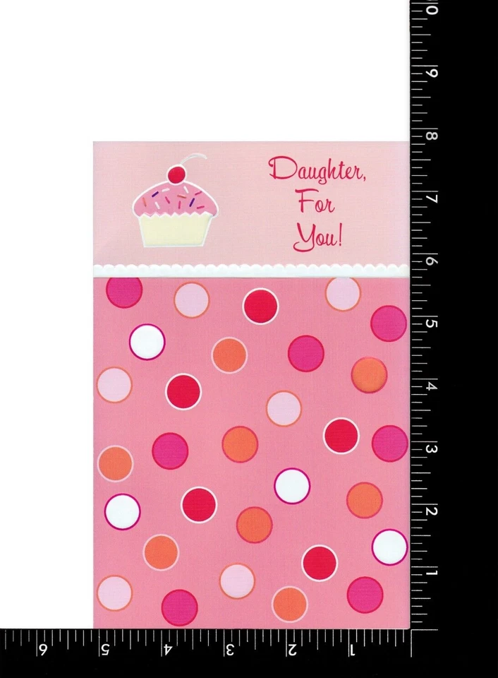 Милая открытка на день рождения для дочери, розовый горошек кекс — галантные поздравления + конверт - Изображение 3 из 4