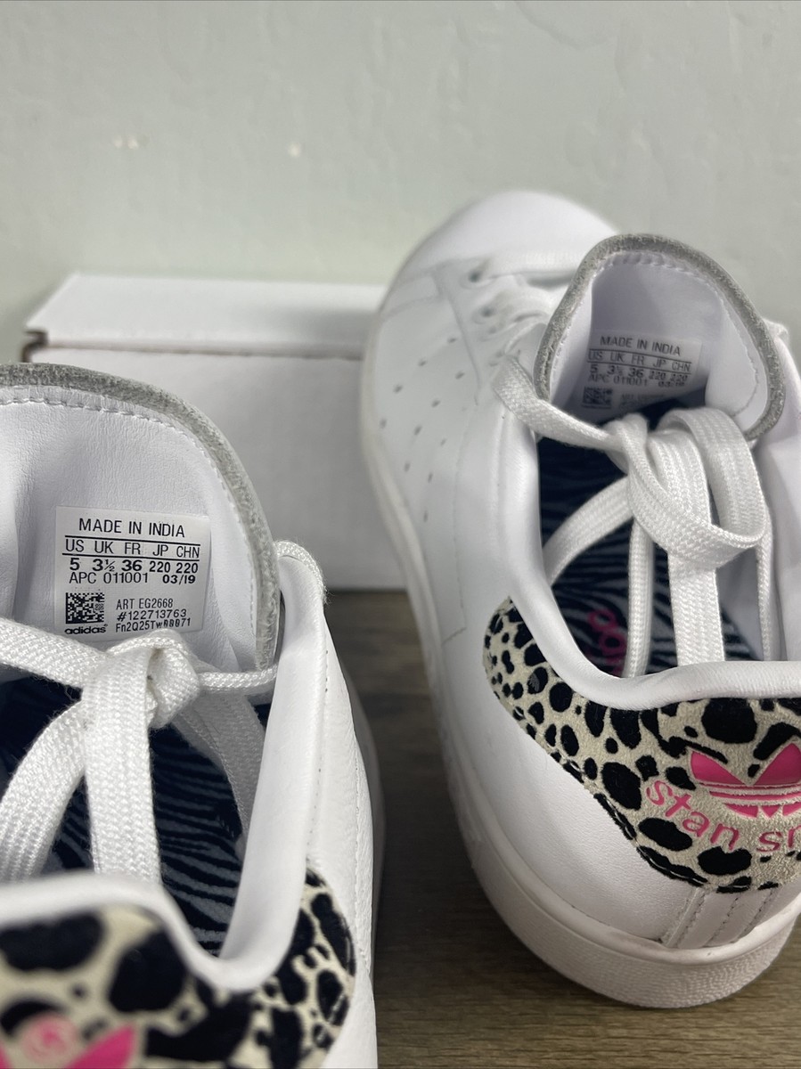 Adidas Womens Stan Smith Leopard Print EG2668 White Casual Adidas Womens Stan Smith Leopard Print EG2668 White Casual