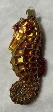 Old World Christmas Blown Glass Ornament Seahorse W/ OWC Box 2001