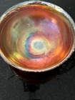 Vintage Marigold Iridescent Carnival Glass Bowl Flower and Branch Etched Rim