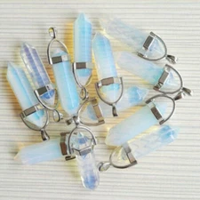 Wholesale 50pcs Opal Stone Hexagonal Column Pendants for DIY Jewelry Making