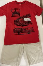 Boys 3-piece outfit, two shirts and one shorts, size 6/7