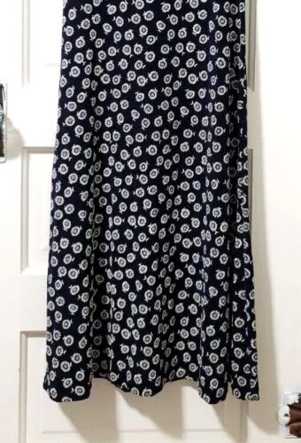 VINTAGE Girls Bonnie Jean Nylon Long Sun Dress 14 Large Navy Blue Tan Sunflower - Picture 6 of 12