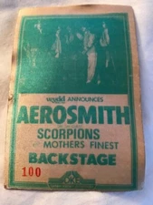 Aerosmith - Scorpions - backstage pass - Pittsburgh Civic Arena - 1/27/78