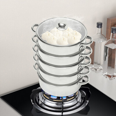 26cm/30CM 5 Tier Stainless Steel Steam Cooker Steamer Food Vegetable Pot Kitchen