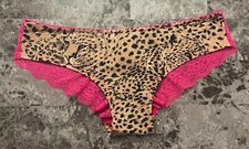NWT VICTORIA'S SECRET PINK M LEOPARD FACE PINK LACE VINTAGE RARE HIPSTER PANTIES