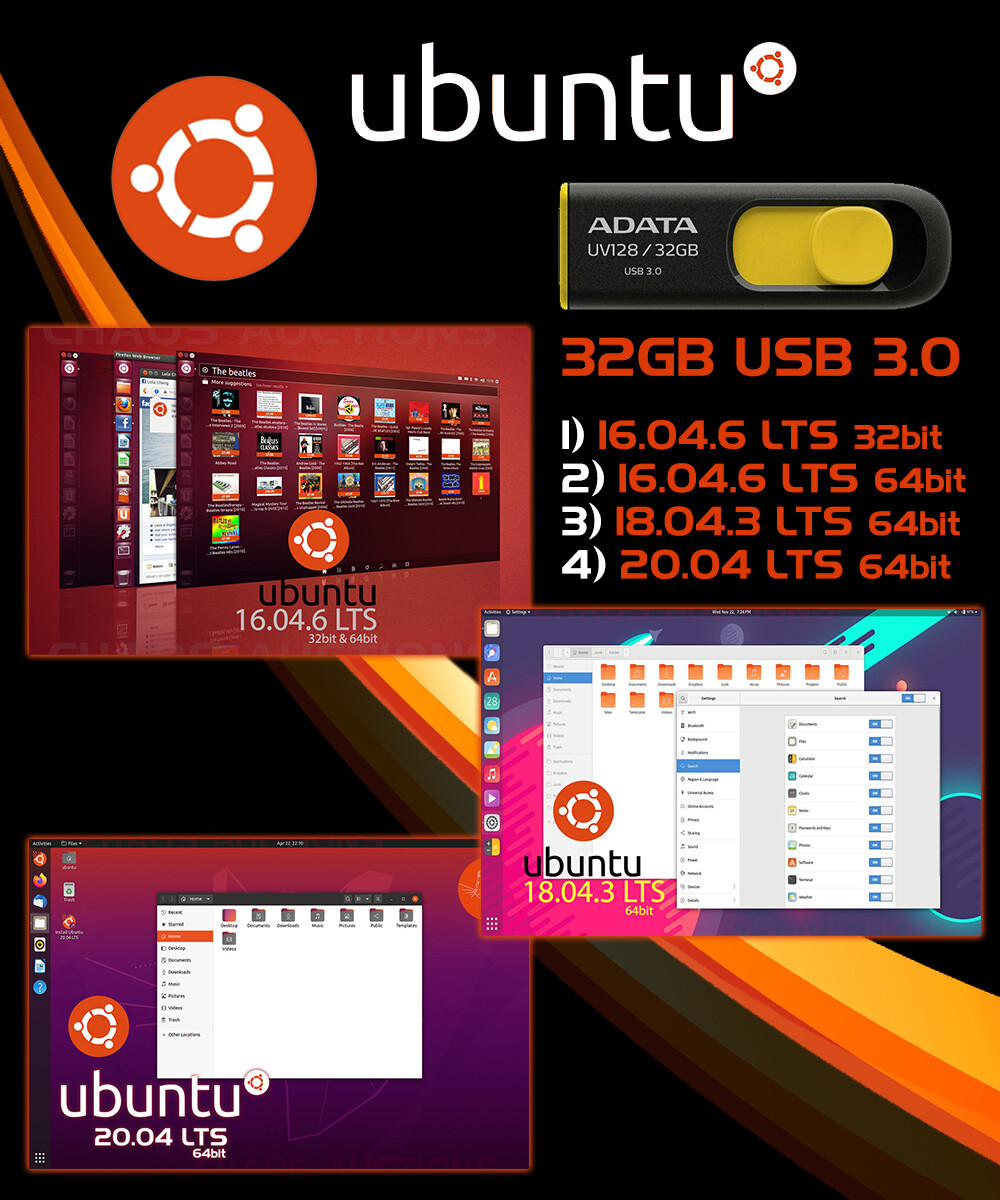 32GB BOOTABLE UBUNTU LINUX INSTALL LIVE USB