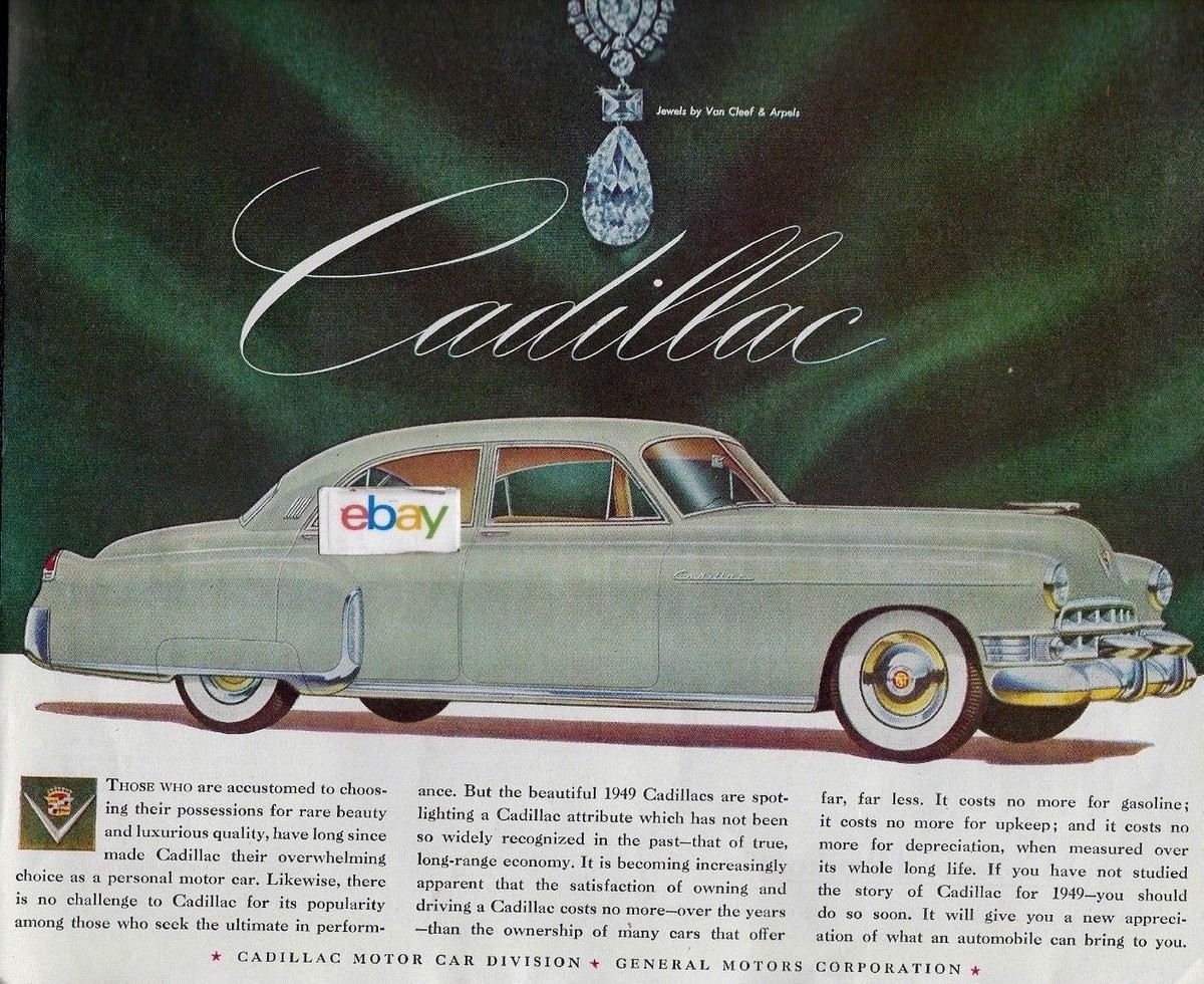 CADILLAC 1949 JEWELS BY VAN CLEAF &amp; ARPELS 10.5&quot; X 13.5&quot; IN GREEN 