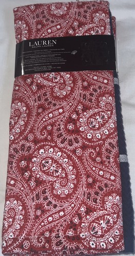 LAUREN RALPH LAUREN (3) KITCHEN TOWELS RED NAVY BLUE PAISLEY 17 X 28 COTTON NWT - 第 5/5 張圖片
