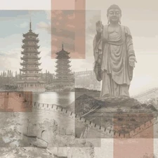 China Collage, travel scrapbook paper, Paper House P332