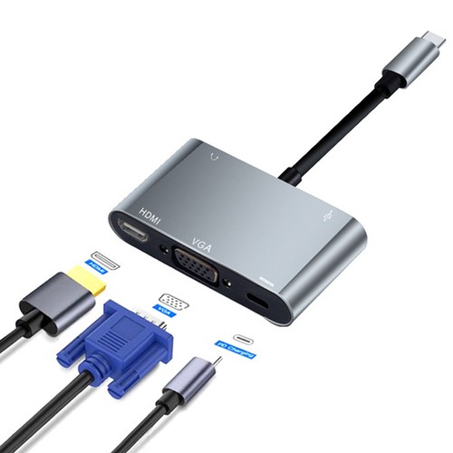 5-in-1 USB C Hub Type C to USB 3.0 VAG PD HDMI 4K 3.5mm Jack Adapter Splitter - 第 5/6 張圖片