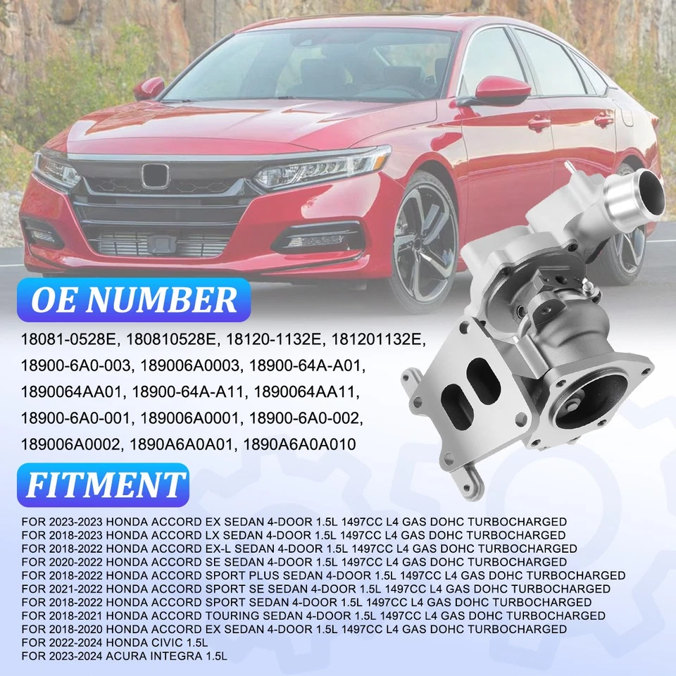 Turbocharger 2018-2023 for Honda Accord LX EX 1.5L 1.5 VG16 18081-0528E Turbo — 第 3/4 张图片