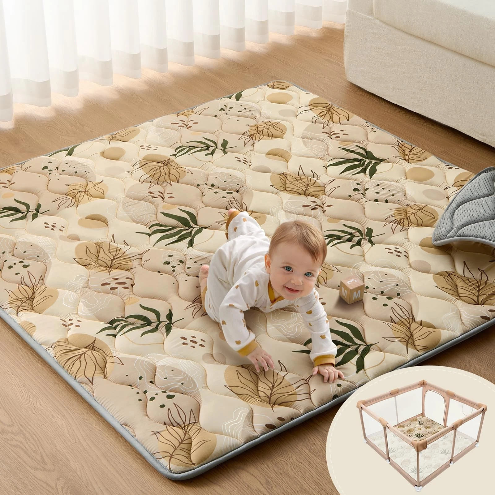 Blissful Diary Baby Play Mat, 59x59 Thick and Larger Soft Cushioned Foam Mat ...