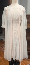 Vintage 50s/60s Schiaparelli NYC Paris Sheer Lacey Nightgown Pignoir Set Bridal
