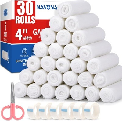 Navona rollos de gasa 30 pcs, 4 in x 4.1 yd, gasa individual para heridas