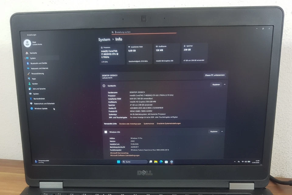 Dell Latitude E5470 · i7-6820HQ · 8GB · 256GB, Foto 4 von 5