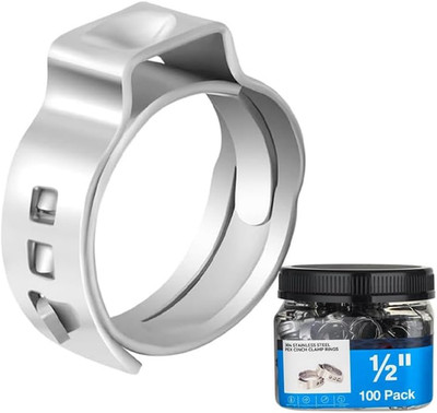 100 Pack GUOFIS 1/2 Inch Pex Cinch Clamp Rings,Premium 304 Stainless Steel | PEX