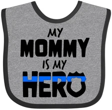 Inktastic My Mommy Is My Hero Police Officer Family Baby Bib Kids Mother Child