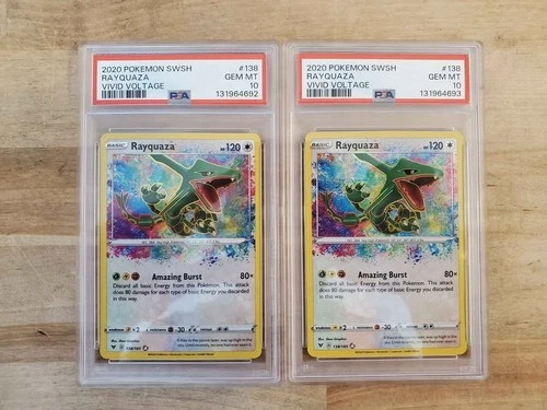 2x Pokemon PSA 10 Amazing Rare Rayquaza Holo 138 Vivid Voltage *Sequential Cert*