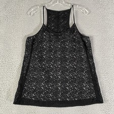 Vintage Nanette Lepore Tank Top Women 8 Black Lace Y2K Whimsigoth Fairy USA Made