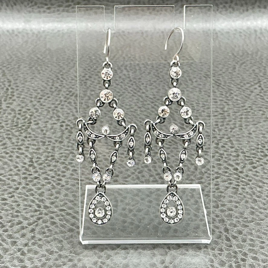 Pendientes Monet Estrás Cristal Araña Tono Plata 2.5 Pulgadas Gota Mujer Foto 2 de 4