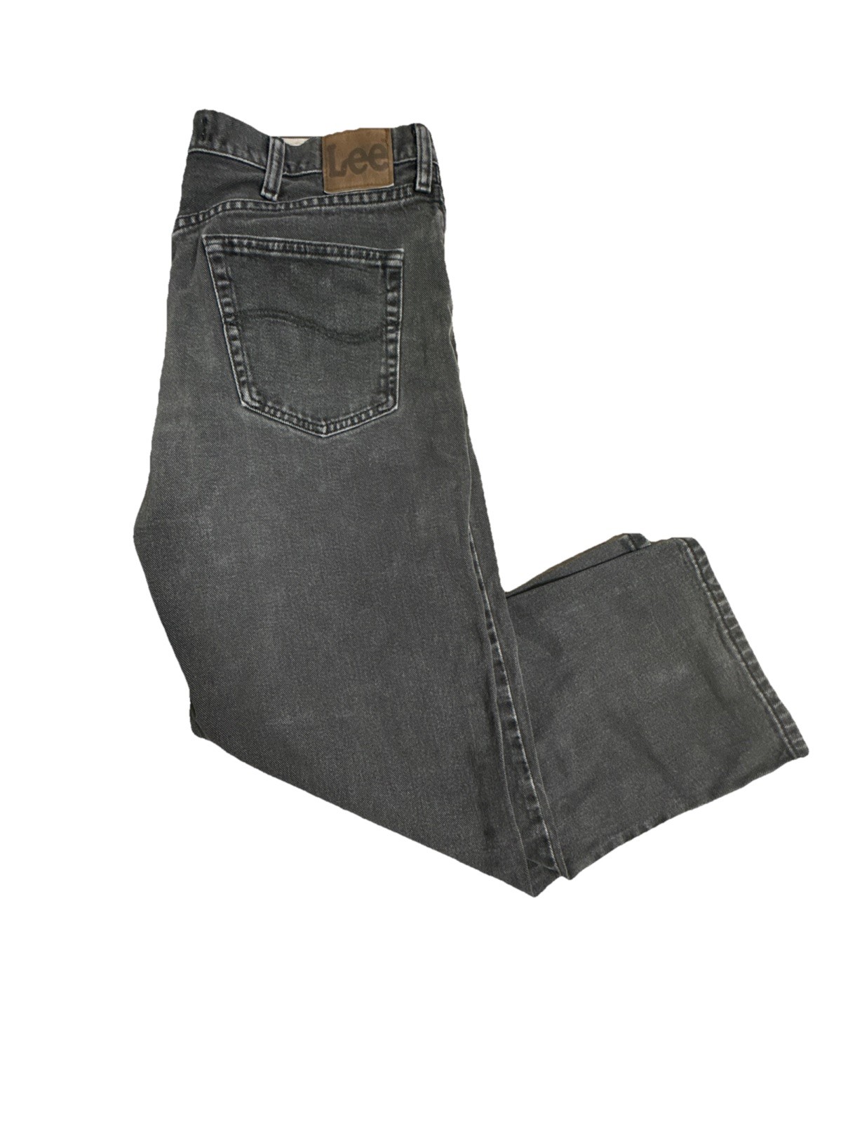 VTG LEE Jeans Mens 38x29 Black Relaxed Fit Straight Faded Denim Loose Y2K Baggy
