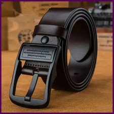 New Leather Cowhide Men's Belt Fashion Metal Alloy Pin Buckle Adult Luxury Brand