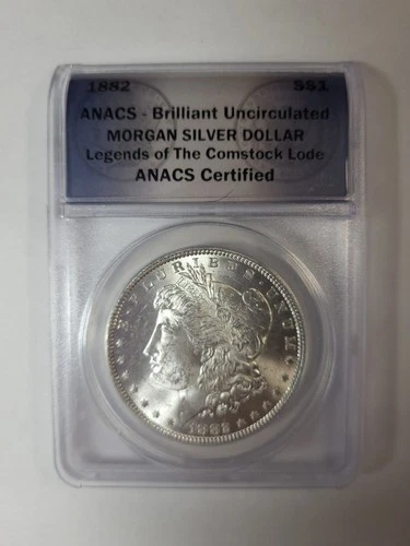 ANACS Authenticated BU 1882 Morgan Silver Dollar Legends of The Comstock Lode