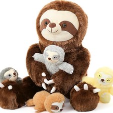 MorisMos Large Sloth Teddy Stuffed Animal, 60cm Cuddly Mommy Dark Brown 