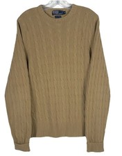 VTG Medium Polo Ralph Lauren 100 Cashmere Cable Knit Beige Sweater