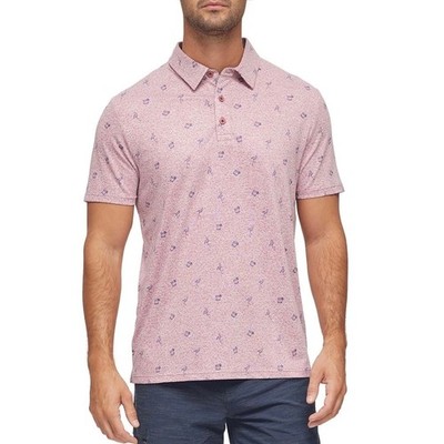 Flag & Anthem Madeflex Polo Mens Large Pink Flamingo Cocktail Printed Golf Shirt