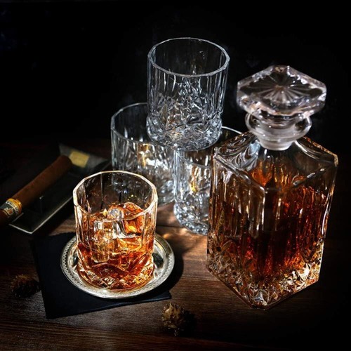 Set 5 pezzi decanter e bicchieri da whisky in cristallo artigianale US ✅➤ - Foto 2 di 7