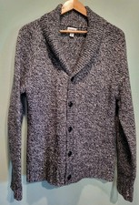 Mens Old Navy Black Gray Shawl Neck Wool Blend Cardigan Sweater Grandpa Sz M