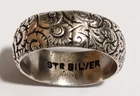 Sterling Silver Pattern Solid 8 gram 18mm Internal Diameter P or Q Vintage Ring