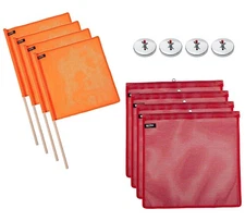 Oversize Load Sign Safety Kit for Truck & Trailer - 4 Orange & 4 Red Safety Flag