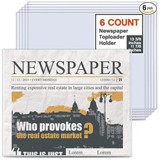6 Pack Hard Newspaper Holder, Rigid PVC Protection Plastic Protector- Clear