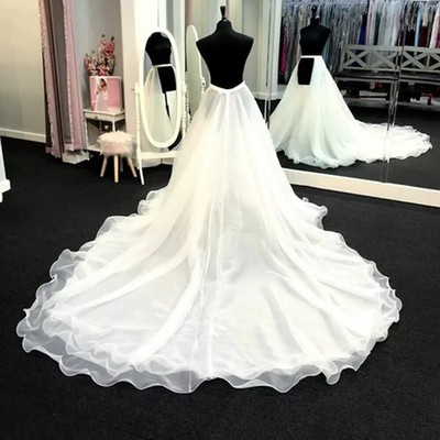 Detachable Skirt Wedding Overskirt Sweep Train White Ivory Detachable Train