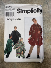 Simplicity 8403 sewing pattern: Misses EASY CAPES, 4 views, One Size, UNCUT