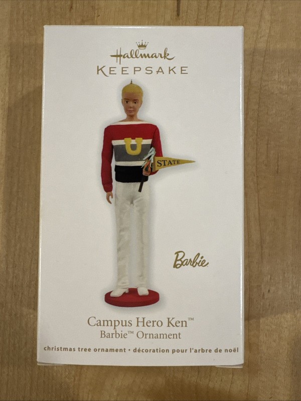 NRFB 2010 Hallmark “Campus Hero Ken” Ornament. Mint. 