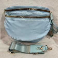 Shop Olimpia Creations Light Blue Bum Bag w/ two chains and one charm BNWOT