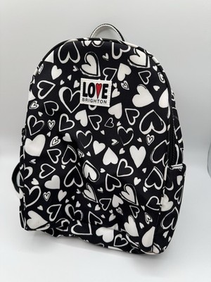 Brighton Endless Love Mini Backpack Hearts Black White Travel Vacation Essential