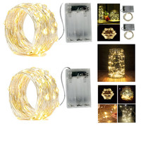 LED Lichterkette 2Er Set 50 Mikro Leds Warmweiß 5M Batteriebetrieben 2 Modi