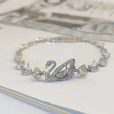 High Version Swan Button Beating Heart Bracelet With Swarovski Elements Crystal